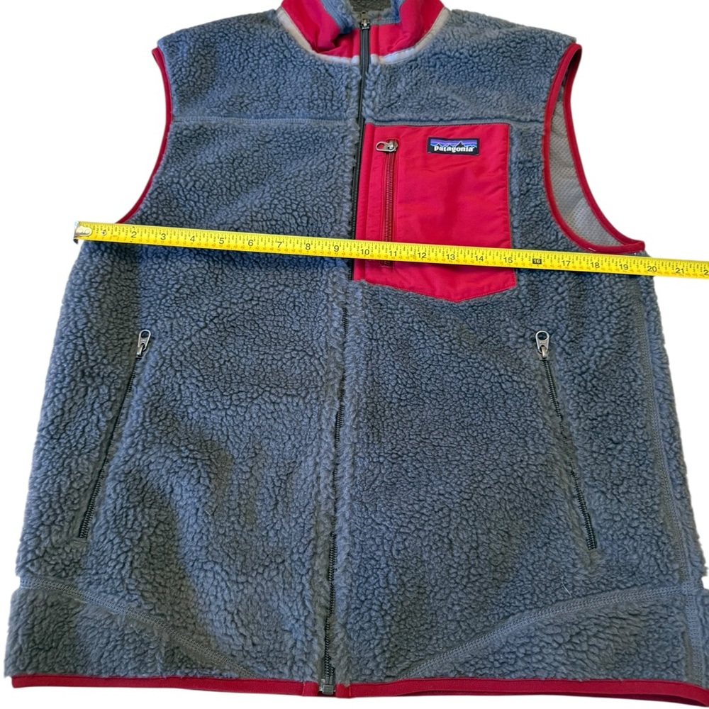 Patagonia Gray Fleece Vest with Red Trim